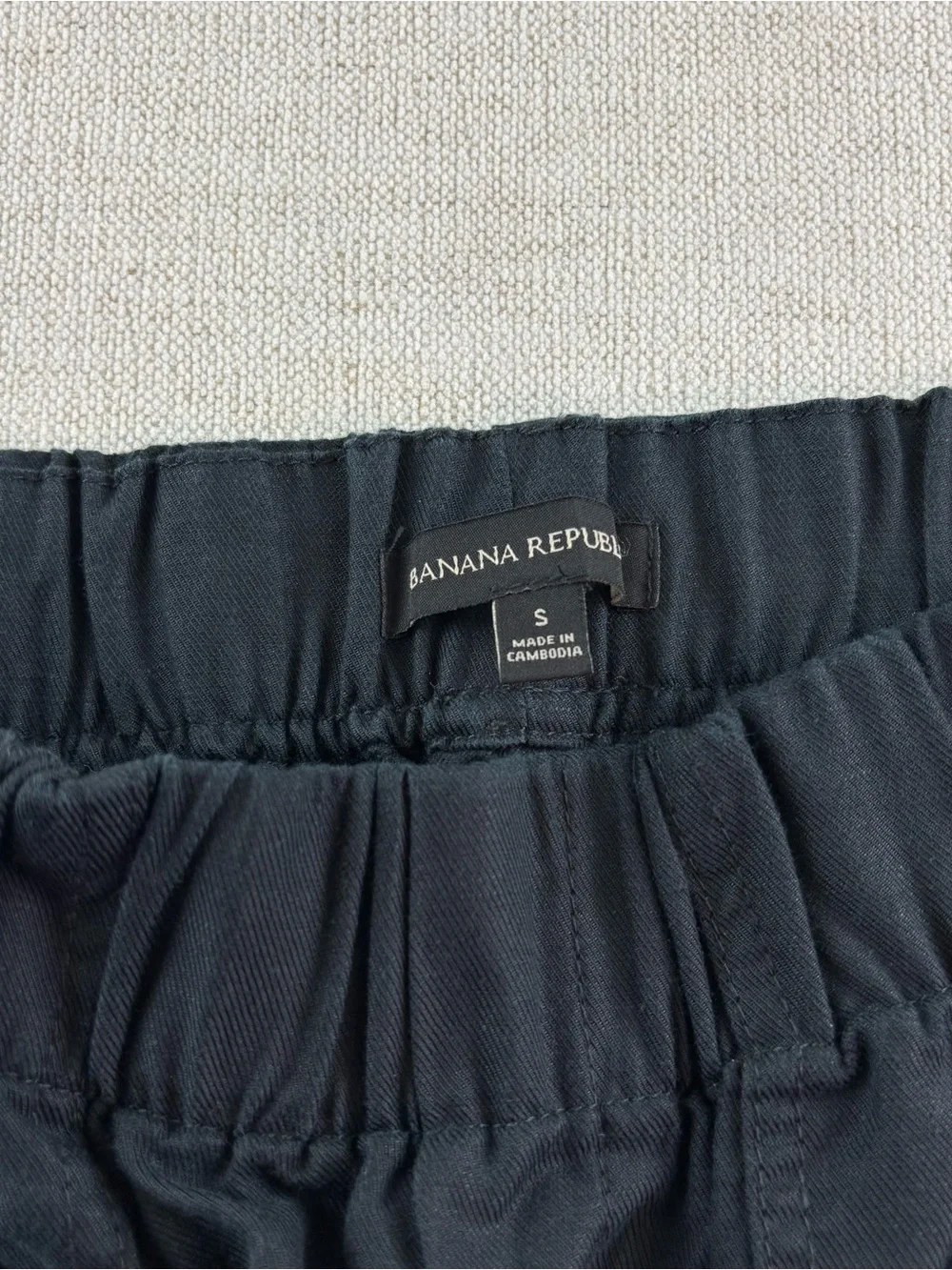 Banana Republic New women S linen blend tapered crop pants black elastic waist